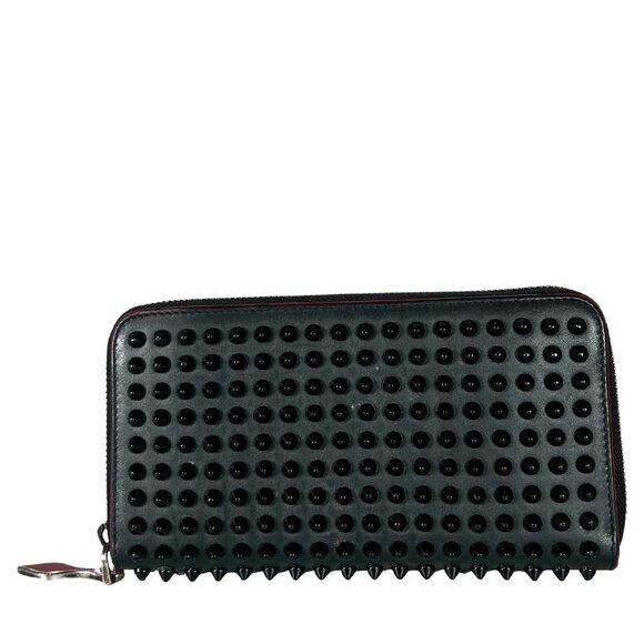 Christian Louboutin Handbags - Christian Louboutin Calfskin Panettone Spiked Zip Around Wallet Black